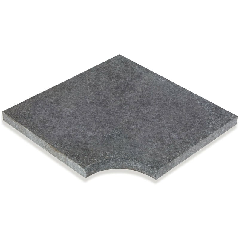 Ro'ma Nature - Angle Rentrant pour margelles Pierre Naturelle Granit - 47,5x47,5x3 cm - Bord rond - Noir