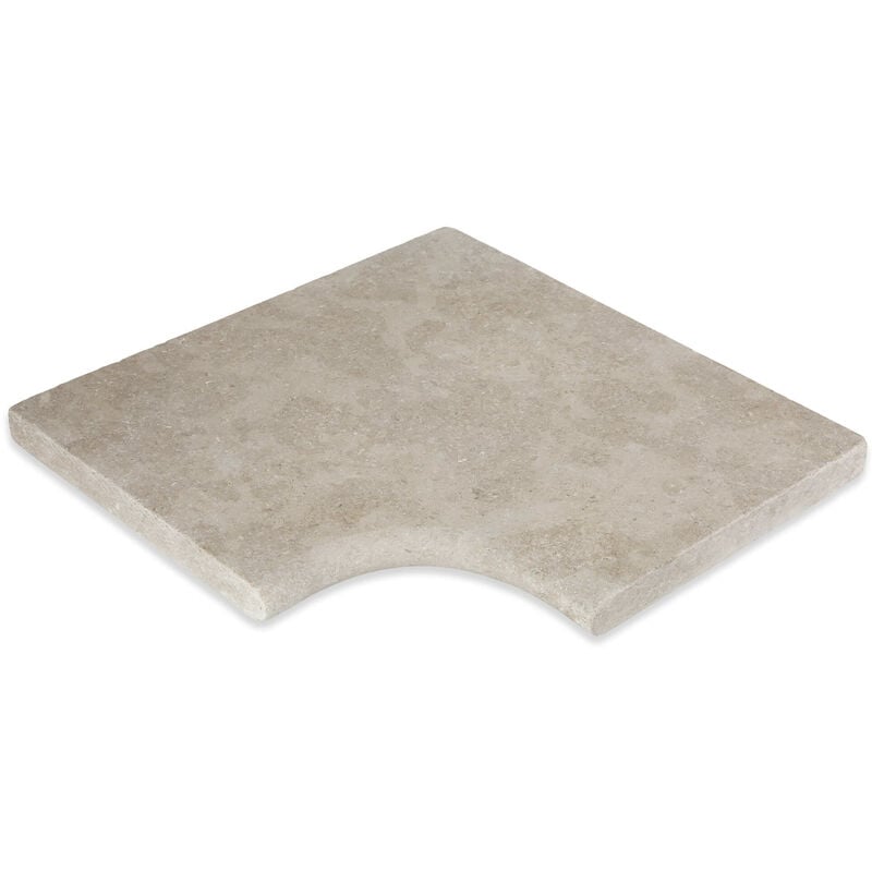 Ro'ma Nature - Angle Rentrant pour margelles Pierre Naturelle Sinai - 42,5x42,5x3 cm - Bord rond - Beige