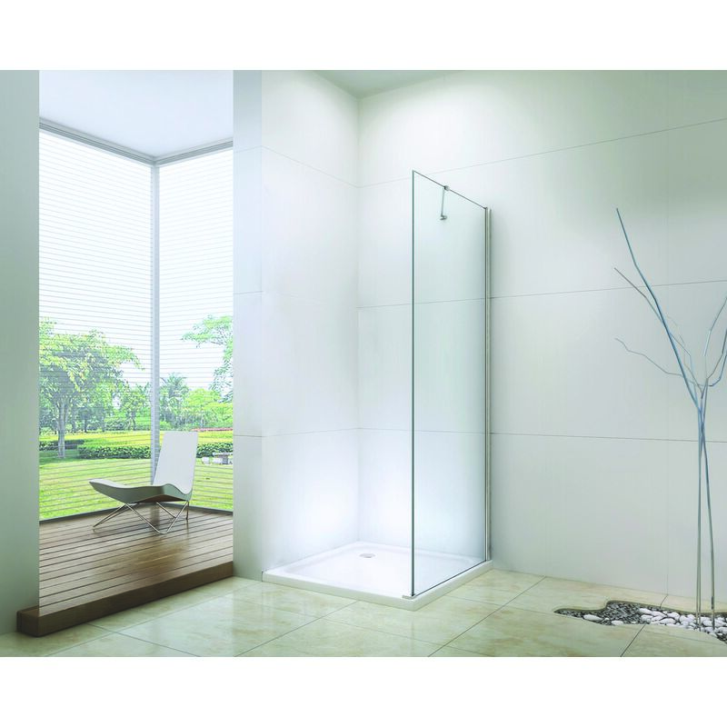 Façade frisco - Finition Chromé - Retour Fixe - Transparent - 80x192,1cm