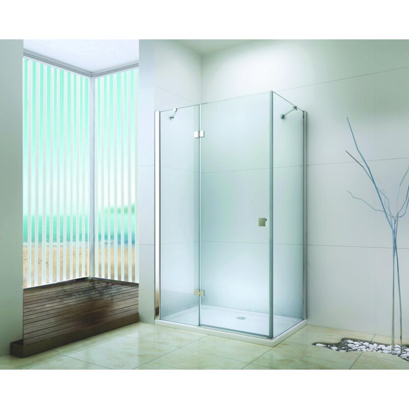 Façade frisco - Finition Chromé - Portes Pivotantes - Transparent - 120x194,5cm