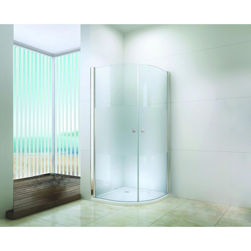 Façade frisco - Finition Chromé - Pivotante 1/4 Cercle - Givré 90x194,5cm