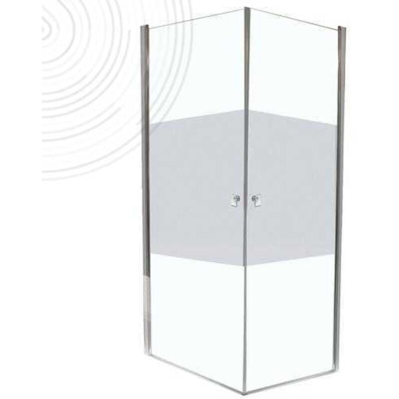 Façade frisco - Finition Chromé - Accès Angle - Verre Givré - 90x194,5cm