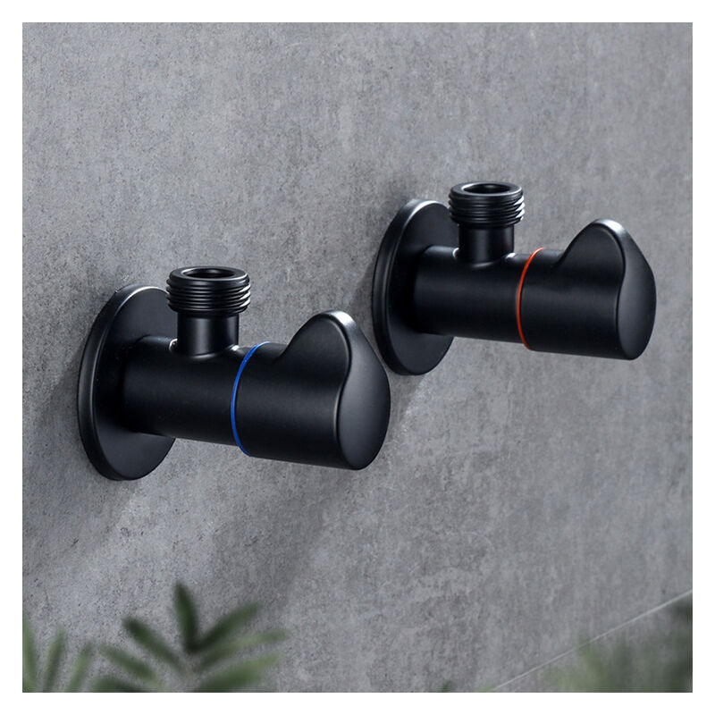 Ahlsen - Angle Valve cuivre noir bain remplissage Vannes Toilette chaude et froide d'arrêt vanne d'eau pont monté for la cuisine Bain Toilette