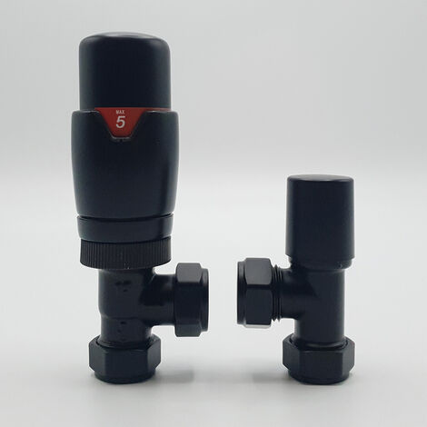Angled Black Thermostatic Valve Set