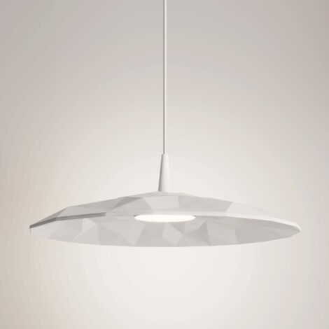 Angled Lampe à suspension à LED avec diffuseur en céramique fabriqué à la main, design moderne avec géométrie prismatique, couleur Blanc, 8.0W, 3000K