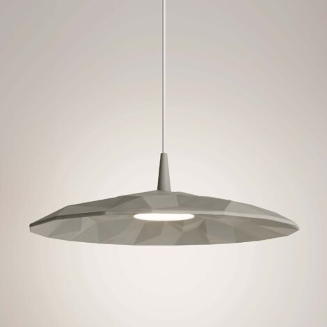 Angled Lampe à suspension à LED design en céramique grise avec géométrie prismatique, 8W 3000K, diamètre 40cm, idéale pour intérieurs modernes