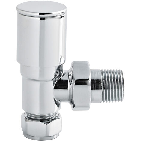 Angled Round Modern Radiator Valves, Sold in Pairs - Chrome
