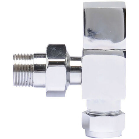 Angled Square Radiator Valves, Sold in Pairs - Chrome
