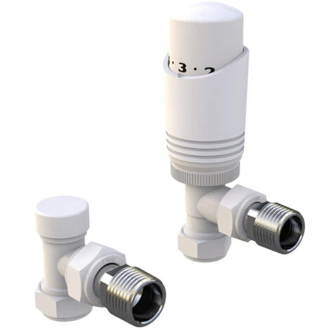 Angled Thermostatic Radiator Valve Pack White