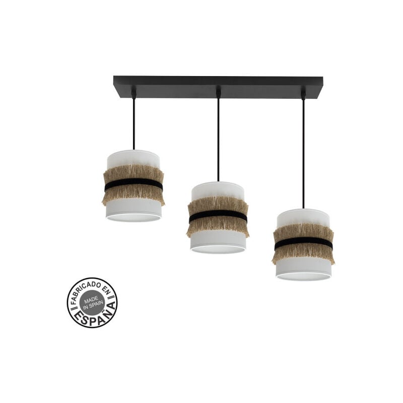 Fabrilamp - akunadecor Lampe Linéaire Modèle Angola Noir Avec Abat-jour 3 Pendants