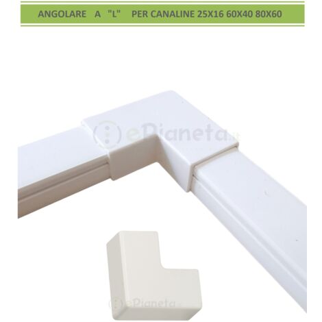 Angolare a L angolo per canaline elettriche passacavi coprifili bianco canalina 25x16 60x40 80x60  25x16