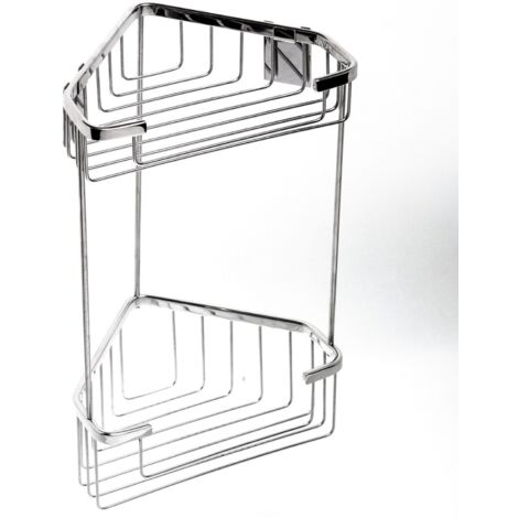 Angolare porta oggetti doccia doppio inox mensola angolo mod. Top Line