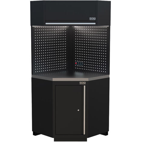 Angolo completo autoportante in lamiera SOGI ARR-OFF-ANG per officina e garage - piano in acciaio inox - 810x810x2000 mm