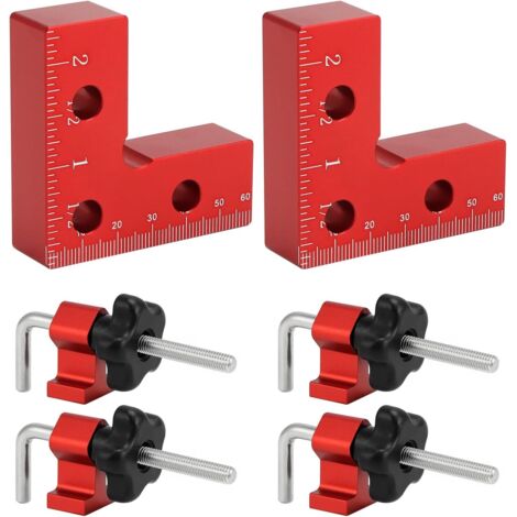 Angolo di posizionamento di 90 gradi, confezione da 2, morsetto angolare in alluminio da 60 mm, morsetto per telaio per connessioni angolari e a T, strumenti di carpenteria