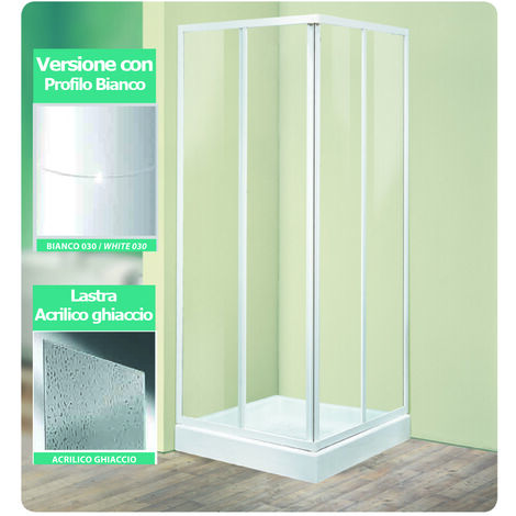 Angolo doccia 70x70 tris a2 lastra acrilico profilo bianco