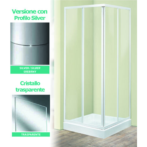 Angolo doccia 70x90 tris a2 cristallo trasparente profilo silver