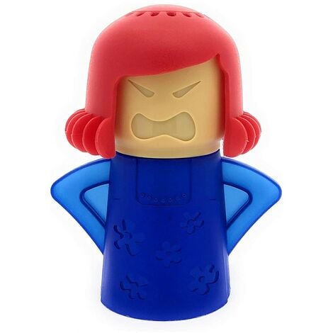 GNC HOME Angry Mama Limpiador de microondas a vapor con vinagre y agua - Azul Limpiador de microondas seguro y duradero hecho de PP no tóxico. Diseño con agujeros para una limpieza fácil y completa. Reduce