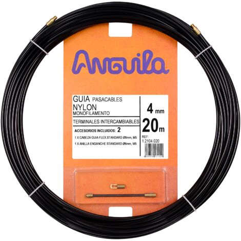 Anguila 12104020 - Guía pasacables Nylon Monofilamento, 20 Metros, Diámetro 4mm, Negro