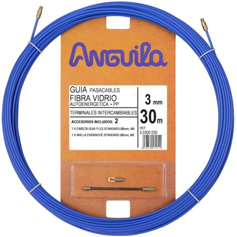 Anguila 30300030 - Guía pasacables Fibra de Vidrio+Polipropileno, 30 Metros, Diámetro 3mm, Azúl