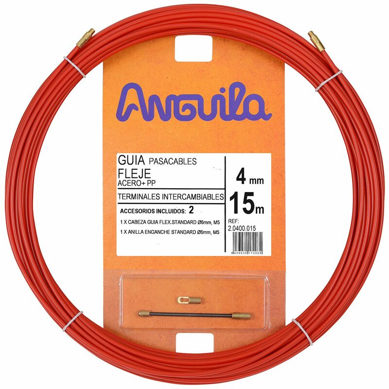 

Estiare - Anguila guia pasacables fleje de acero + propileno rojo 4mm 15m con terminables intercambiables incluidos