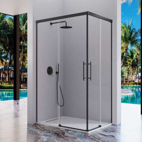 Angular de ducha 2 Fijos + 2 Puertas Correderas URBAN Negro