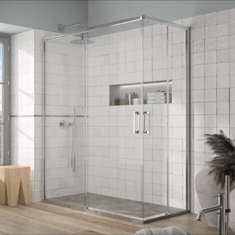 Angular de ducha 2 Fijos 80 cm + 2 Puertas Correderas 100 cm 100 cm YOKO