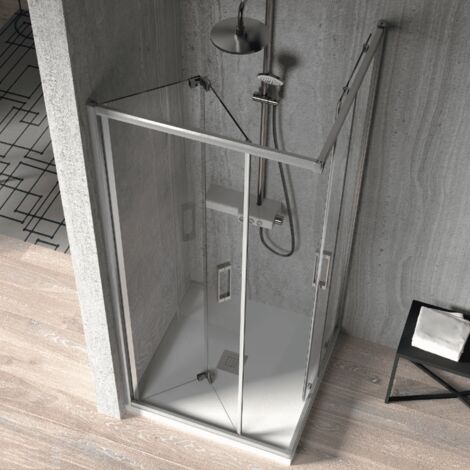 Angular de ducha Puerta Plegable 75 cm + Puerta Corredera 70 cm S300