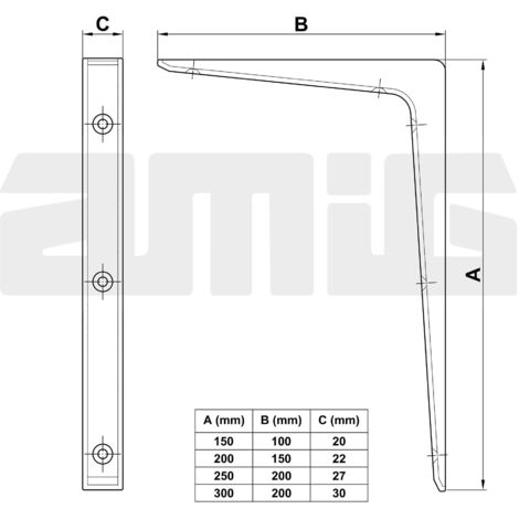Angulo 4-250x200mm aluminio gris metal (s) 7399 amig