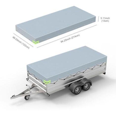 Anhängerabdeckung mit Planenseil, Anhängerabdeckung, 420D Oxford-Material, winddicht, reißfest, für viele Autoanhänger-Zubehörteile (214 x 122 x 13 cm)