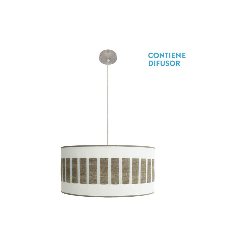 Fabrilamp - Ivanna Pendelleuchte 2xe27 Nickel/Weiß-Holz Grau Regx50x50 Cm