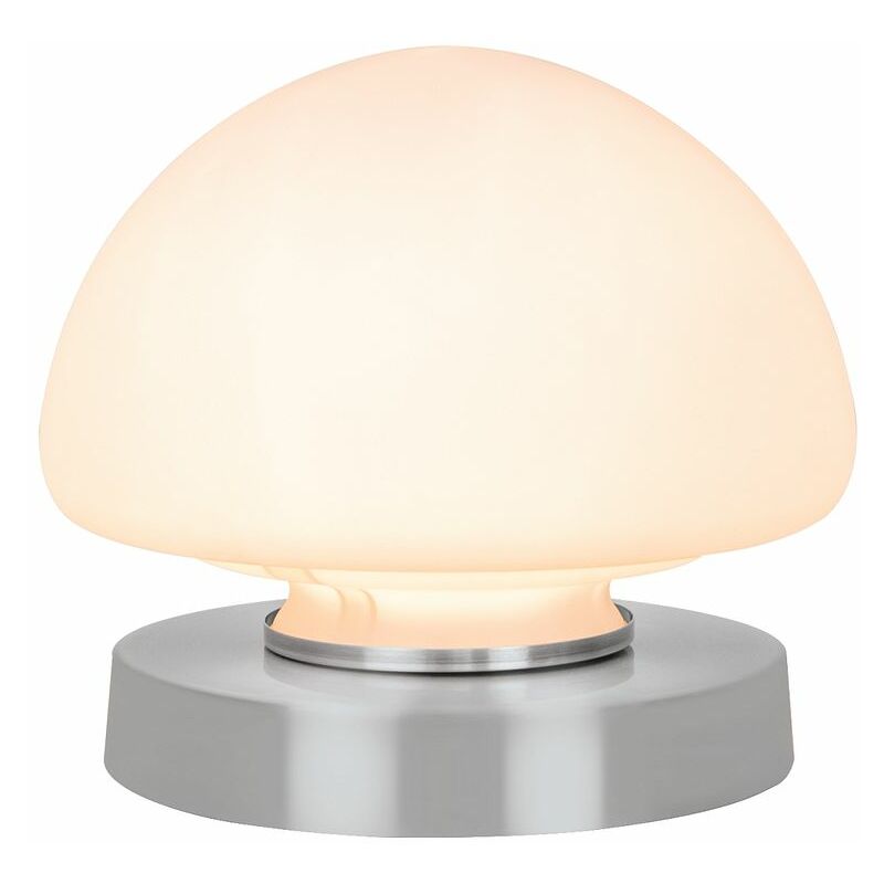 Image of 62510 Opal Dome Table Lamp with Touch Activated Base / Silver Chrome Effect / 3 Brightness Settings / Mains Powered / 18 x 16cm - Anika