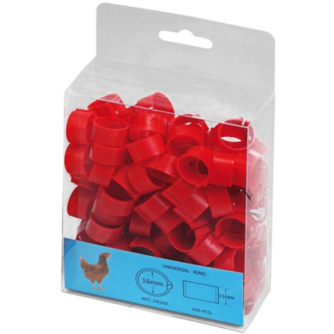 Anillas para gallinas - 16 mm - rojas