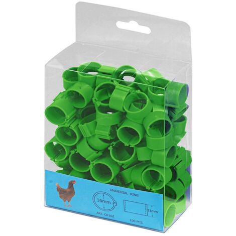 Anillas para gallinas - 16 mm - verdes