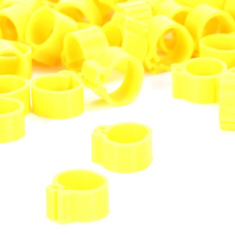 Anillas para patas de paloma sin inscripción – paquete de 200 – plástico resistente de 10 mm de grosor – color amarillo