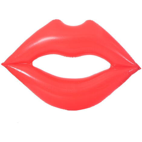 Anillo de natación inflable con forma de labios rojos, con purpurina, color oro rosa, plegable, para cama de agua, con montaje en la boca, 180 x 160 cm