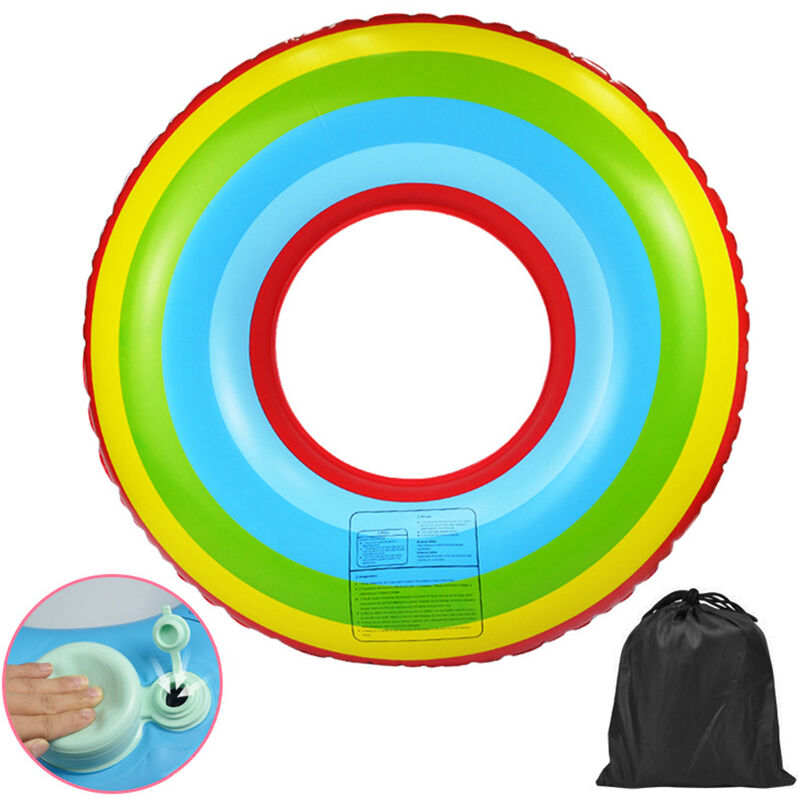 

Anillo de natacion inflable con presion de inflado, flotador de natacion,Arco iris, 80 cm de diametro exterior