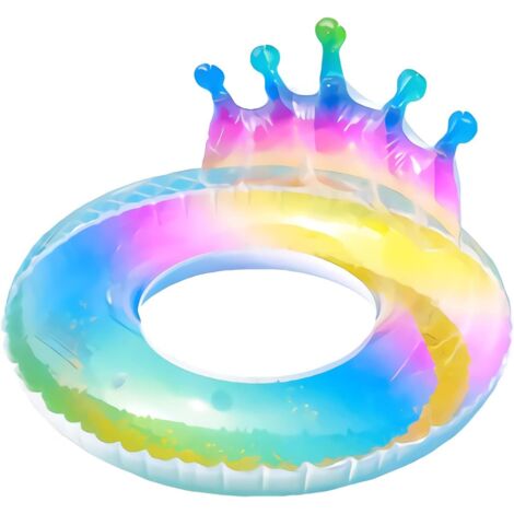 Anillo de natación inflable para niños, anillo flotante transparente con purpurina de arcoíris, tubo de natación inflable para niños, piscina, deportes acuáticos
