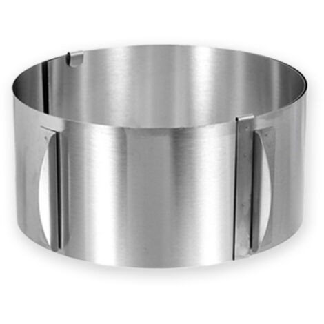 Anillo de repostería ajustable de acero inoxidable de Ø 16-30 cm con escala extensible para postres, tartas, mousses, etc. Altura: 10 cm