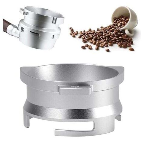 Anillo dosificador de aluminio para espresso, embudo dosificador de café de 54 mm, plateado, de aluminio y metal, accesorio para café espresso, anillo dosificador de café para el hogar y la oficina.
