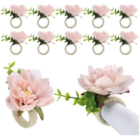 Anillo para servilletas con estampado floral, Haré Cloth+Foam Craft, modelo FR-01, blanco, verde, rosa, verde, blanco, rosa, 9 x 8,5 cm, 1 unidad, regalo reutilizable para fiestas y decoración de mesa