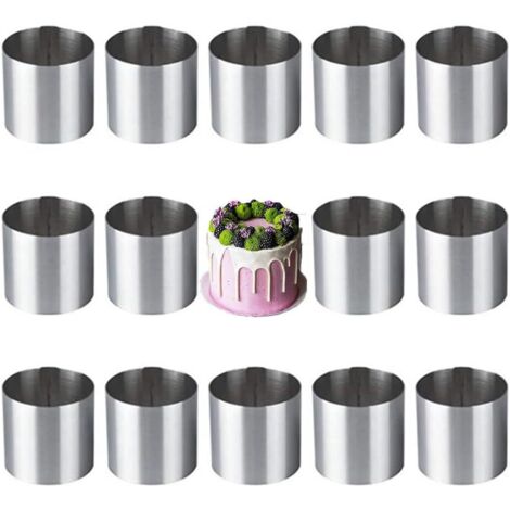 Anillo redondo de espuma de acero para pasteles, molde para pasteles, anillo para tartas, anillo para postres de fiesta navideña, para pasteles, pasteles, dulce de leche, regalo, 15 piezas (5 x 5 x 5 