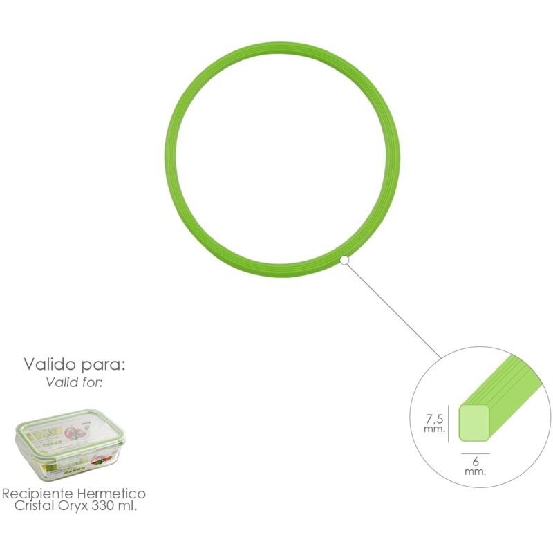 

Anillo silicona para recipiente hermetico cristal rectangular 330 ml.