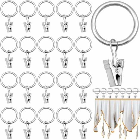 Anillos de cortina con clip de metal, clips de cortina de metal, ayudan a tirar de las cortinas fácilmente