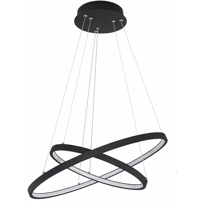 

Etc-shop - Anillos de luz colgante lámpara colgante de techo lámparas de salón negro mate, función de memoria regulable, 1x LED 1x 42 vatios 1x 1300