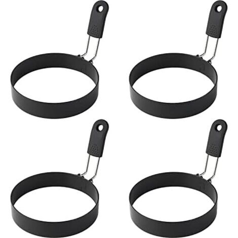 Anillos para huevos de acero inoxidable antiadherentes de 8,9 cm (3,5 pulgadas) para tortillas, juego de 4 moldes redondos para tortillas, moldes para huevos para freír.