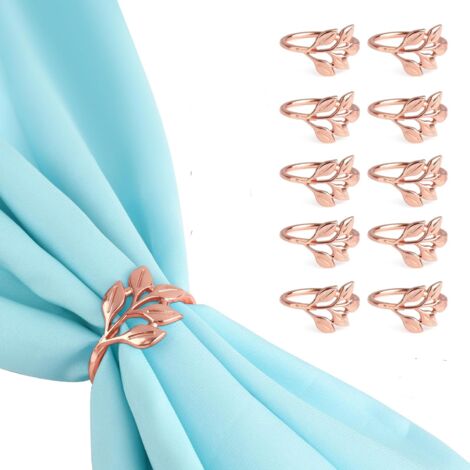 Anillos redondos para servilletas, juego de 10 servilletas redondas de lámina plateada para bodas, restaurantes y fiestas, oro rosa.