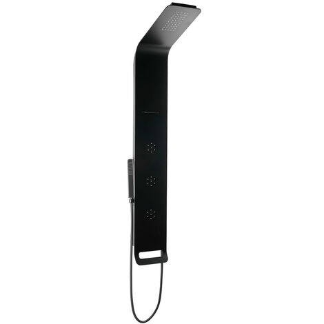 Anima Wandmontierte Aluminium-Duschsäule mit 4-Funktions-Mischer, Wasserfall und Massagedüsen, schwarz (ALUSHOWERC)