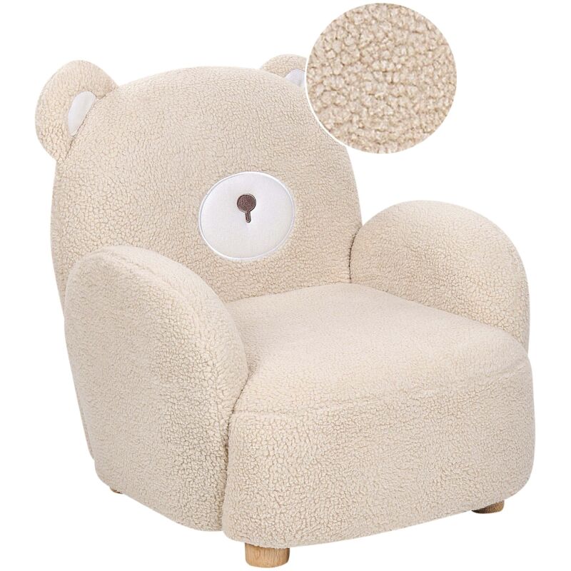 Beliani Kids Armchair Teddy Bear Boo Boucle Beige