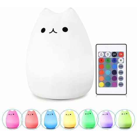 Animal de compagnie de chaton rougeoyant mignon de veilleuse de télécommande d'animal de silicone coloré