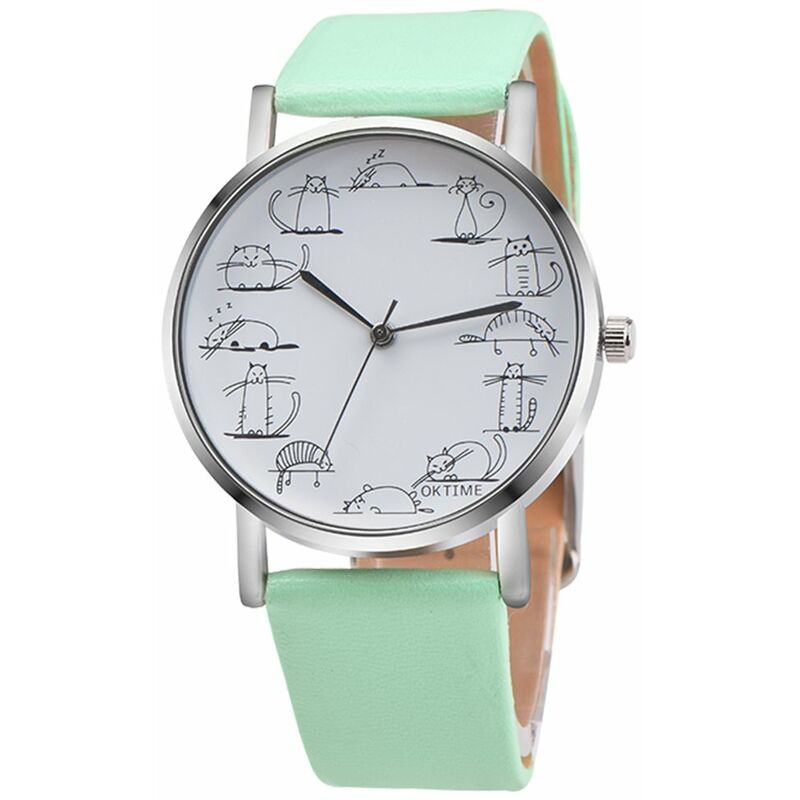 

Animal Dial Palte Cute Cat Design Reloj de pulsera Movimiento de cuarzo de moda Ajustable Pin Hebilla Banda para ninas Ninos Chidren Regalo